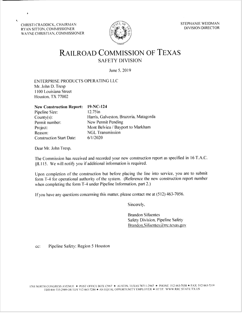 What's the Enterprise Mont Belvieu Pipeline Project Landowner Rights