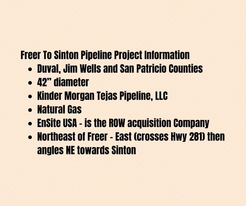 Freer to Sinton Pipeline Project Information