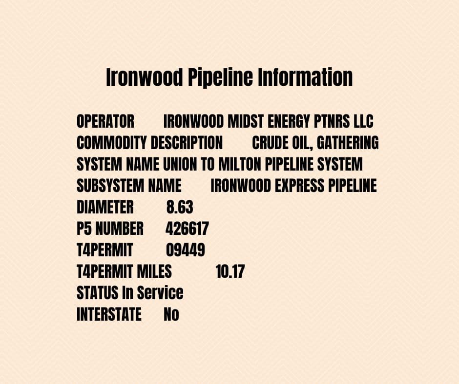 Ironwood Pipeline Information