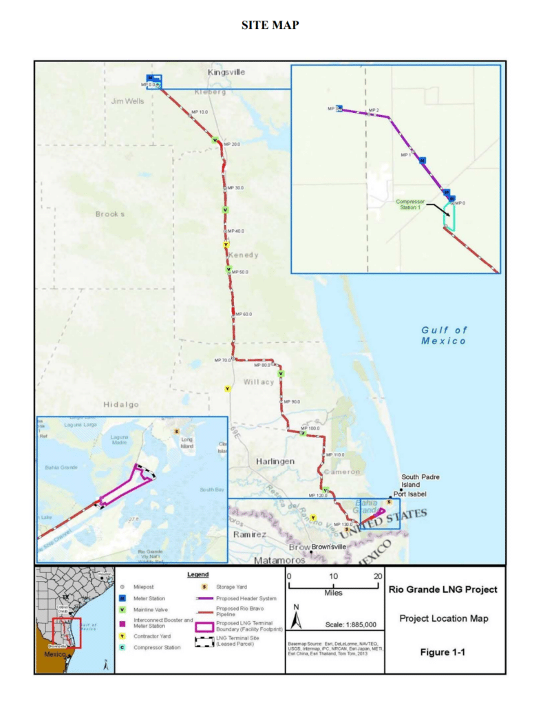 Rio Bravo Pipeline or Rio Grande LNG Project Map